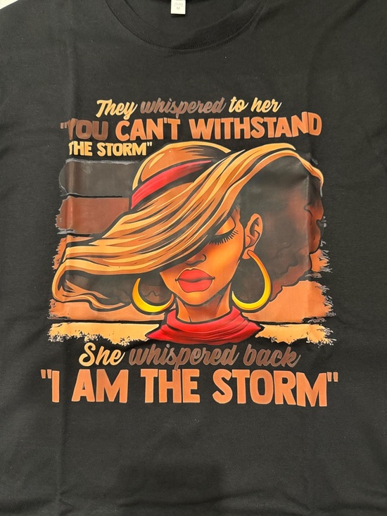 NWOT Black Graphic Design Printed Shirt “I am the Storm” - Picture 2 of 3